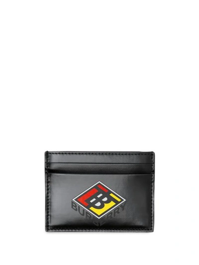 Burberry Logo Graphic Canvas Card Case In Black