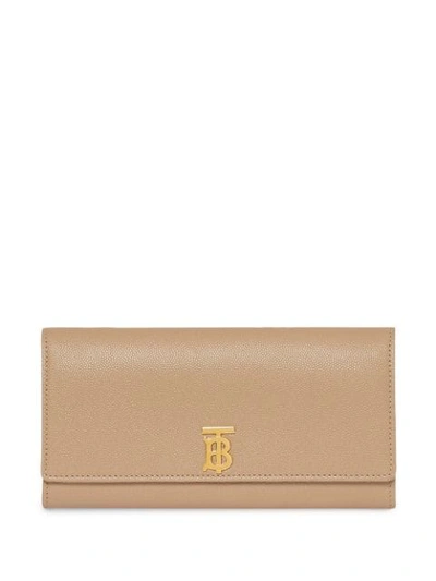 Burberry Monogram Motif Grainy Leather Continental Wallet In Neutrals