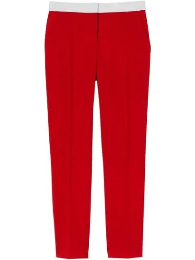 Burberry Two-tone Wool Tailored Trousers In Bright Red