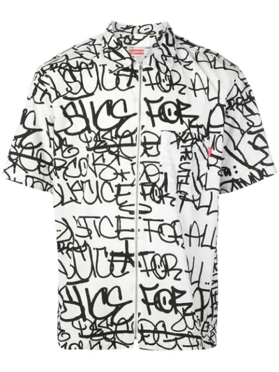 Supreme X Cdg Graphic Print Shirt In White