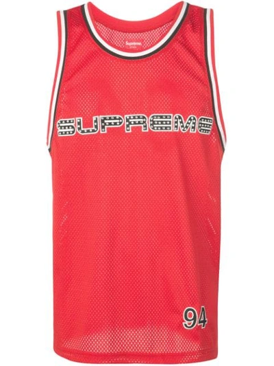 Supreme Rhinestone Basketball Jersey In Red | ModeSens 