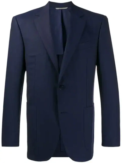 Canali Wool Single Breasted Blazer In Blue