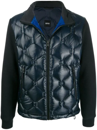 Hugo Boss Quilted Down Jacket In Blue