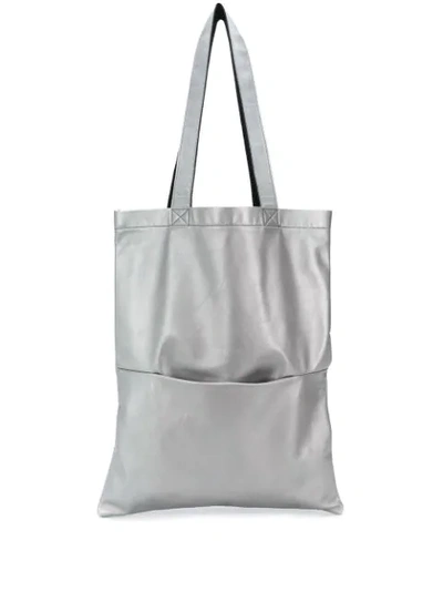 Rick Owens Embroidered Logo Tote Bag In Grey