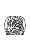Miu Miu Zebra Print Drawstring Tote Bag In Bianco/nero Zebret