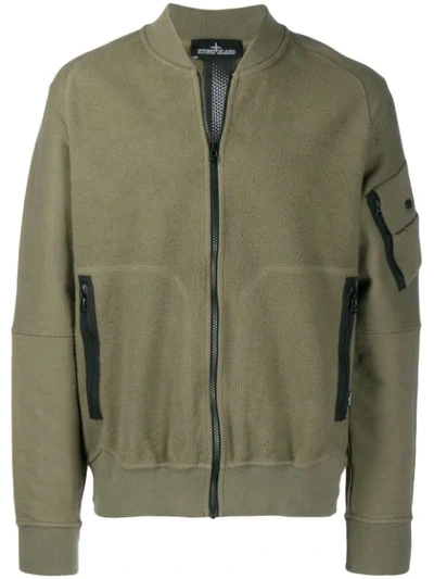 Stone Island Shadow Project Military-style Bomber Jacket In Green