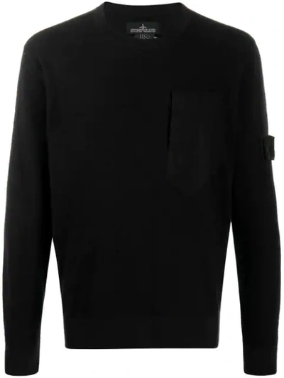 Stone Island Shadow Project Logo Patch Lightweight Sweater In V0029 Nero