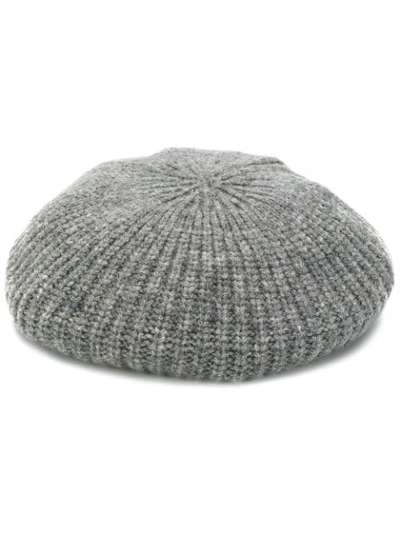 Roberto Collina Knitted Beret Hat In Grey