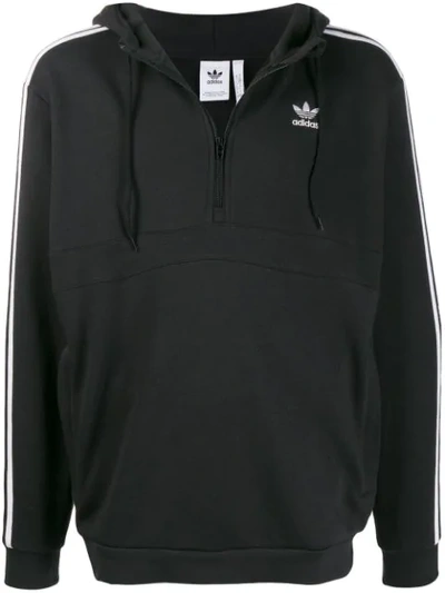 Adidas Originals Logo Stripe Hoodie In Black