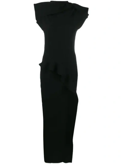 Rick Owens Ruffles Fitted Dress In Black