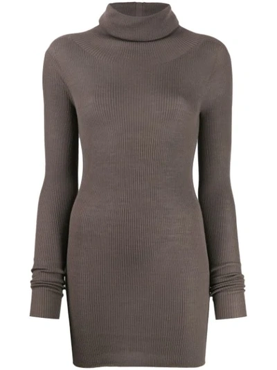 Rick Owens Turtle Neck Knitted Sweater In Grey