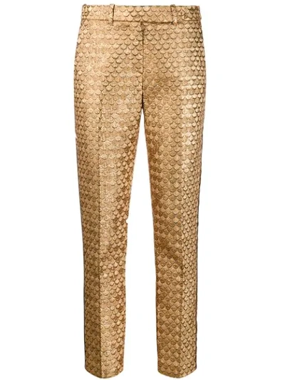 Paule Ka Fishscale Slim-fit Trousers In Gold