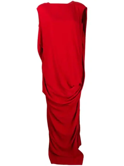 Rick Owens Draped Longline Gown In Red