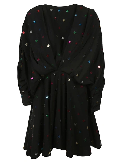 Attico Embroidered Dress In Black