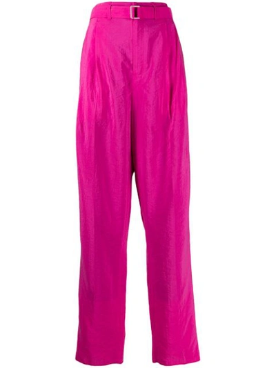 Lemaire Belted Wide Leg Trousers In Pink