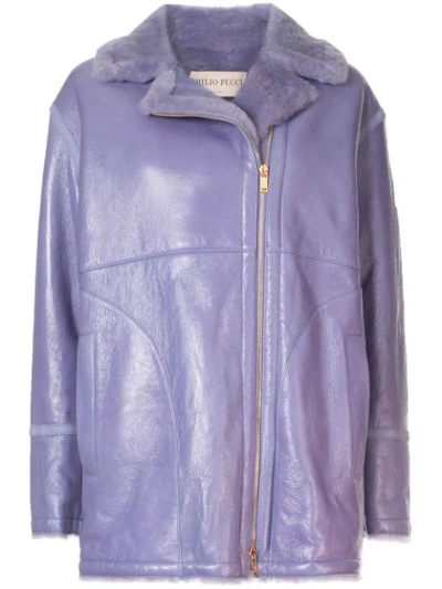 Emilio Pucci Off-centre Zipped Jacket In Purple