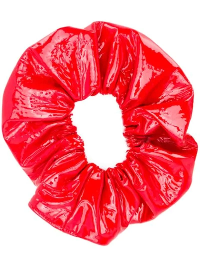 Manokhi Patent Hair Scrunchie In Red