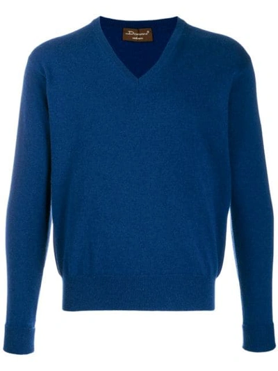 Doriani Cashmere Cashmere V-neck Pullover In Blue