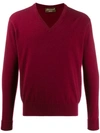 Doriani Cashmere Cashmere V-neck Pullover In Red