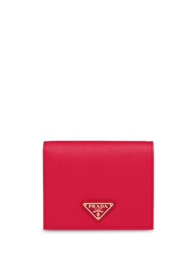 Prada Small Bi-fold Wallet In Red