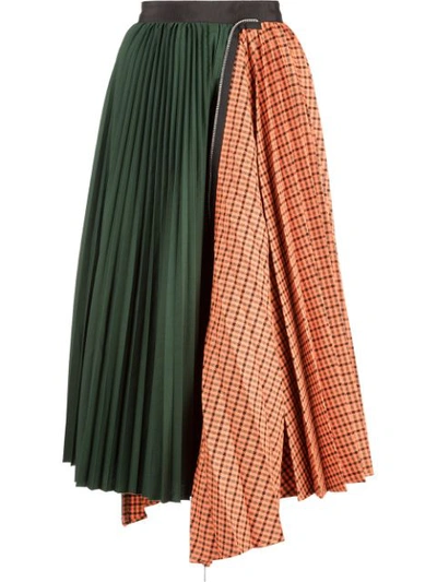 Sacai Asymmetric Pleat Midi Skirt - Orange In 橘色