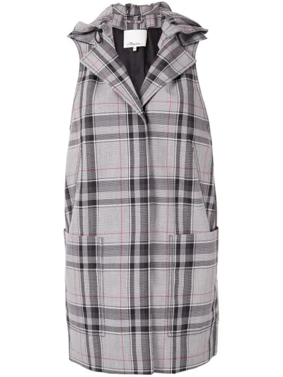 3.1 Phillip Lim / フィリップ リム Plaid Hooded Waistcoat In Wht-nvy-hot Pnk