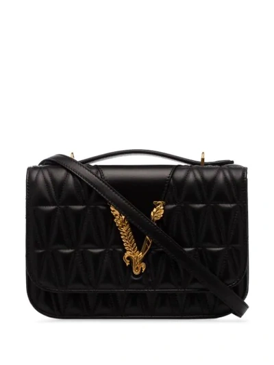 Versace Quilted Virtus Shoulder Bag In 黑色
