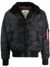 Alpha Industries Camouflage Bomber Jacket In Black