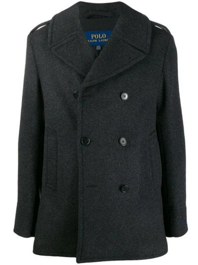 Polo Ralph Lauren Double Breasted Peacoat In Grey