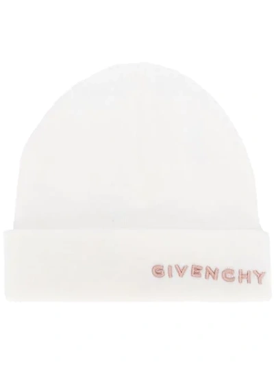 Givenchy Wool Logo Beanie In White