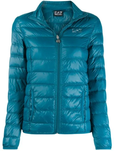 Ea7 Quilted Jacket In Blue