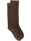 Rick Owens Drkshdw Intarsia Knitted Socks - Brown In 棕色