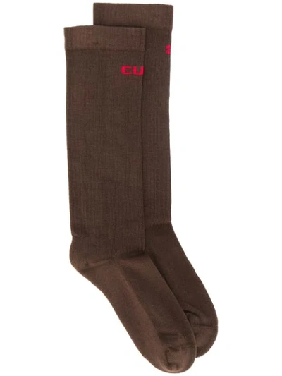Rick Owens Drkshdw Intarsia Knitted Socks - Brown In 棕色