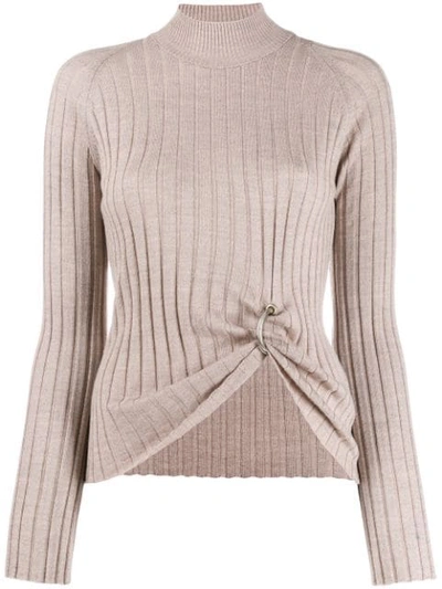 Act N°1 Ring-detail Ribbed Wool Sweater In Neutrals