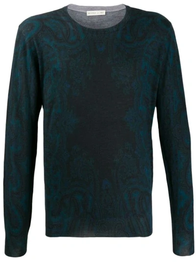 Etro Faded Paisley Print Sweatshirt In Blue