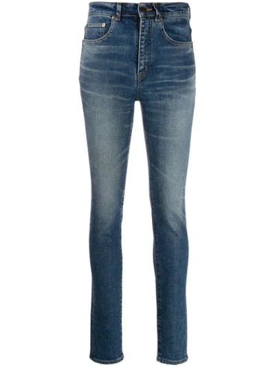 Saint Laurent High Rise Skinny Jeans In Blue