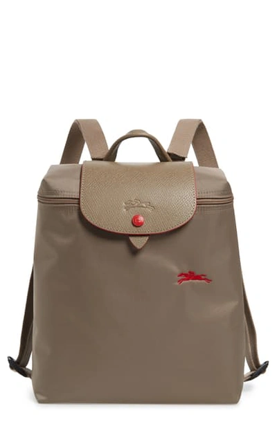 Longchamp Le Pliage Club Nylon Backpack In Mink/silver