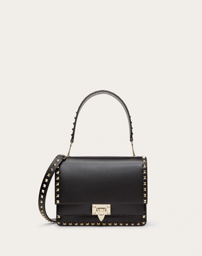 Valentino Garavani Rockstud Smooth Calfskin Crossbody Bag In Black