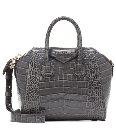 Givenchy Antigona Medium Croc Embossed Leather Satchel in Black