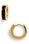 Argento Vivo Enamel Plated Hoop Earrings In Gold/ Black