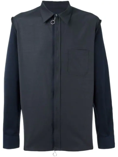 Matiéres Contrast Sleeve Shirt In Blue