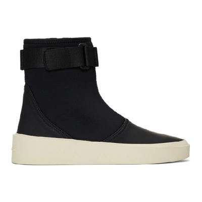 Fear Of God Leather-trimmed Neoprene High-top Sneakers In Black