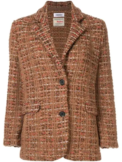 Coohem Tweed Blazer Jacket In Brown