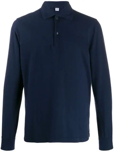 Aspesi Long-sleeved Cotton Polo-shirt In Blue