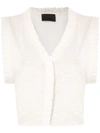 Andrea Bogosian Pleated Trim Poncho Blouse In White