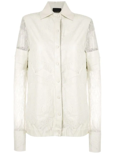 Andrea Bogosian Lace Panels Palise Leather Shirt In White