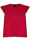 Andrea Bogosian Lace Trimming Pleasure T-shirt In Red