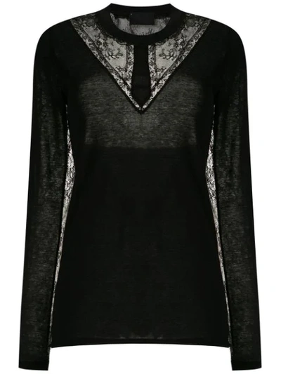 Andrea Bogosian Lace Panels Long Sleeved Blouse In Black