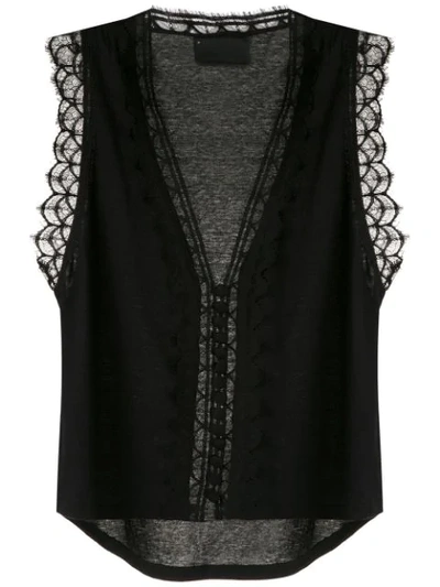 Andrea Bogosian Lace Trimming Blouse In Black