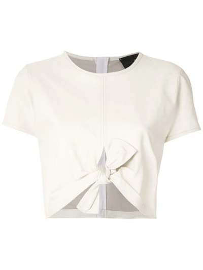 Andrea Bogosian Tied Leather Cropped Top In White